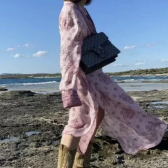 Zara printed midi slit dress size small pink NWT - Picture 8 of 16